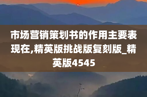 市场营销策划书的作用主要表现在,精英版挑战版复刻版_精英版4545