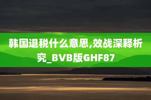 韩国退税什么意思,效战深释析究_BVB版GHF87