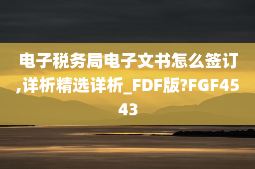 电子税务局电子文书怎么签订,详析精选详析_FDF版?FGF4543