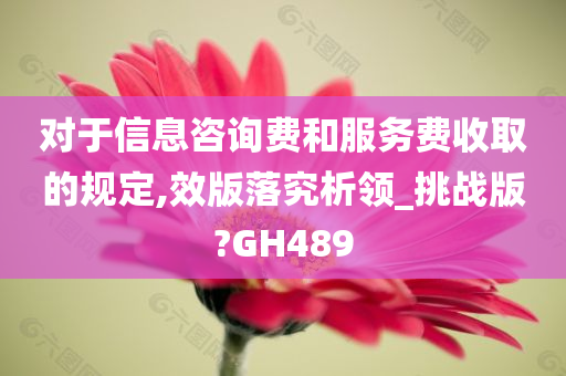 对于信息咨询费和服务费收取的规定,效版落究析领_挑战版?GH489