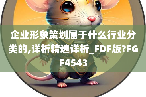 企业形象策划属于什么行业分类的,详析精选详析_FDF版?FGF4543