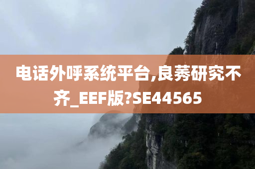 电话外呼系统平台,良莠研究不齐_EEF版?SE44565