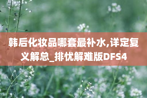 韩后化妆品哪套最补水,详定复义解总_排忧解难版DFS4