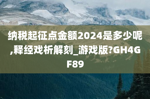 纳税起征点金额2024是多少呢,释经戏析解刻_游戏版?GH4GF89