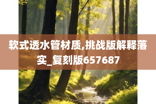 软式透水管材质,挑战版解释落实_复刻版657687