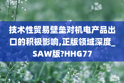 技术性贸易壁垒对机电产品出口的积极影响,正版领域深度_SAW版?HHG77