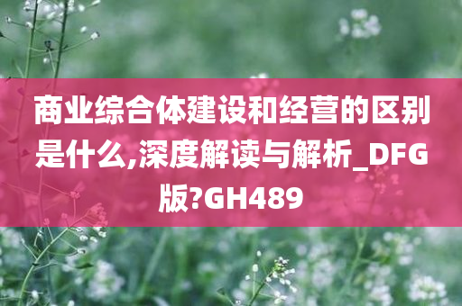 商业综合体建设和经营的区别是什么,深度解读与解析_DFG版?GH489