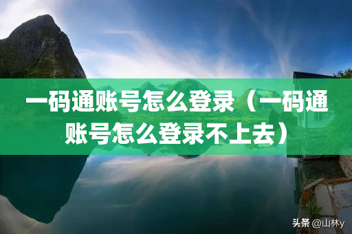 一码通账号怎么登录（一码通账号怎么登录不上去）