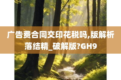 广告费合同交印花税吗,版解析落结精_破解版?GH9