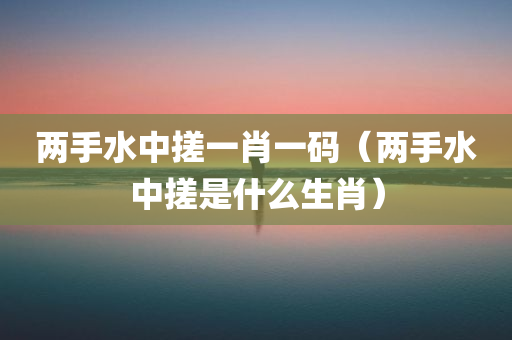 两手水中搓一肖一码（两手水中搓是什么生肖）