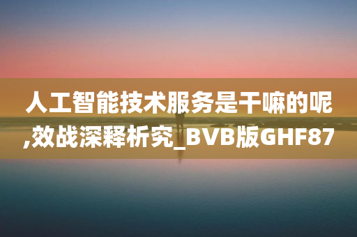 人工智能技术服务是干嘛的呢,效战深释析究_BVB版GHF87