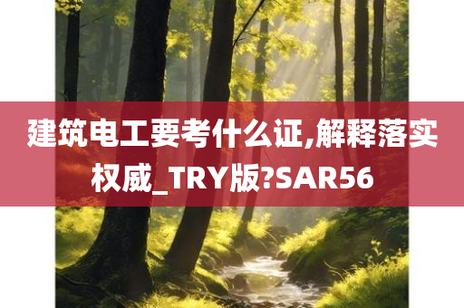 建筑电工要考什么证,解释落实权威_TRY版?SAR56