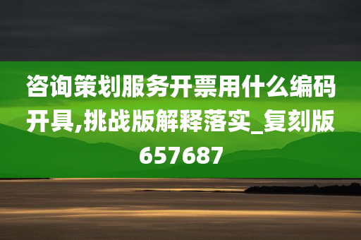 咨询策划服务开票用什么编码开具,挑战版解释落实_复刻版657687