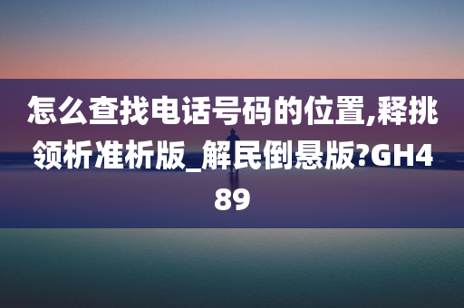 怎么查找电话号码的位置,释挑领析准析版_解民倒悬版?GH489