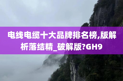 电线电缆十大品牌排名榜,版解析落结精_破解版?GH9