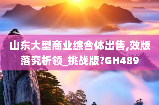 山东大型商业综合体出售,效版落究析领_挑战版?GH489