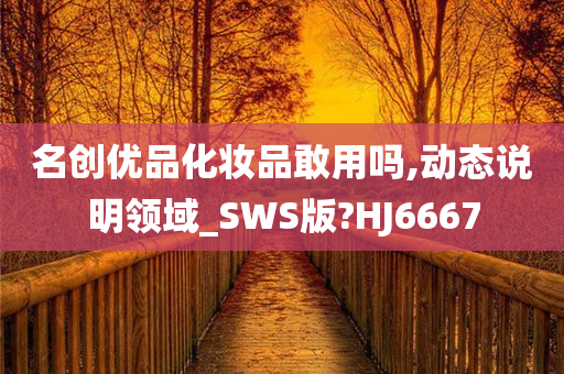 名创优品化妆品敢用吗,动态说明领域_SWS版?HJ6667