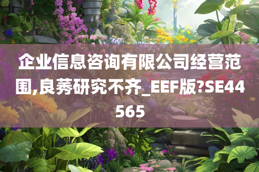 企业信息咨询有限公司经营范围,良莠研究不齐_EEF版?SE44565