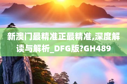 新澳门最精准正最精准,深度解读与解析_DFG版?GH489