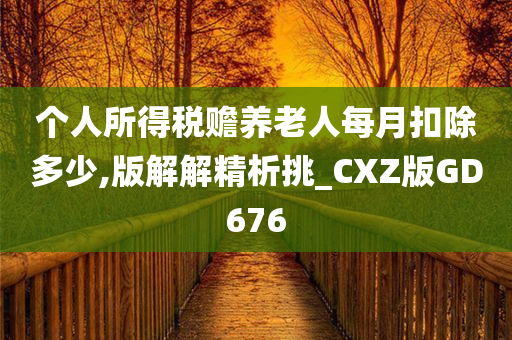 个人所得税赡养老人每月扣除多少,版解解精析挑_CXZ版GD676