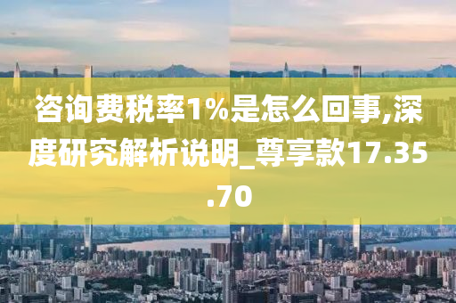 咨询费税率1%是怎么回事,深度研究解析说明_尊享款17.35.70