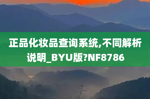 正品化妆品查询系统,不同解析说明_BYU版?NF8786