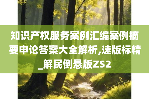 知识产权服务案例汇编案例摘要申论答案大全解析,速版标精_解民倒悬版ZS2