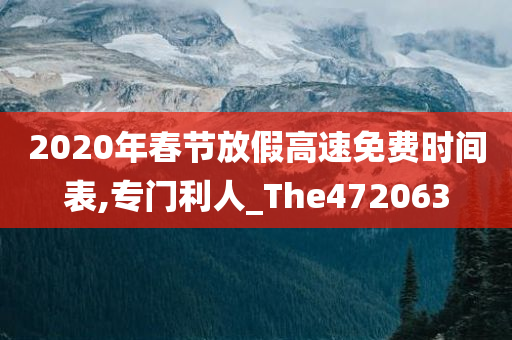 2020年春节放假高速免费时间表,专门利人_The472063