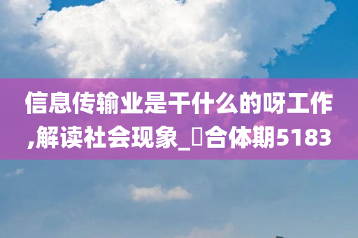 信息传输业是干什么的呀工作,解读社会现象_‌合体期5183