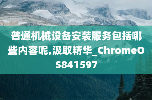 普通机械设备安装服务包括哪些内容呢,汲取精华_ChromeOS841597