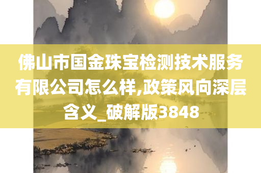 佛山市国金珠宝检测技术服务有限公司怎么样,政策风向深层含义_破解版3848