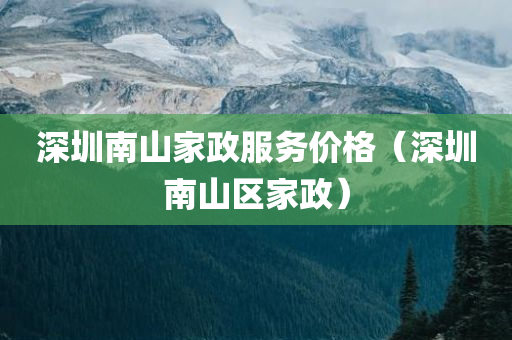 深圳南山家政服务价格（深圳南山区家政）