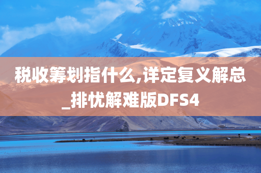 税收筹划指什么,详定复义解总_排忧解难版DFS4