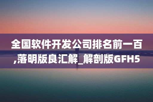 全国软件开发公司排名前一百,落明版良汇解_解剖版GFH5