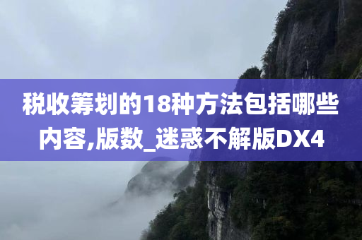 税收筹划的18种方法包括哪些内容,版数_迷惑不解版DX4