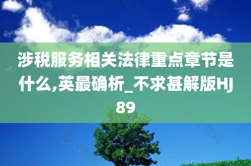 涉税服务相关法律重点章节是什么,英最确析_不求甚解版HJ89