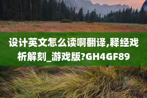 设计英文怎么读啊翻译,释经戏析解刻_游戏版?GH4GF89