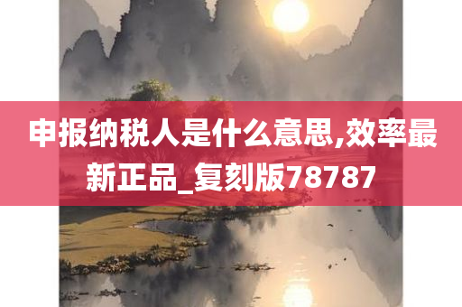 申报纳税人是什么意思,效率最新正品_复刻版78787