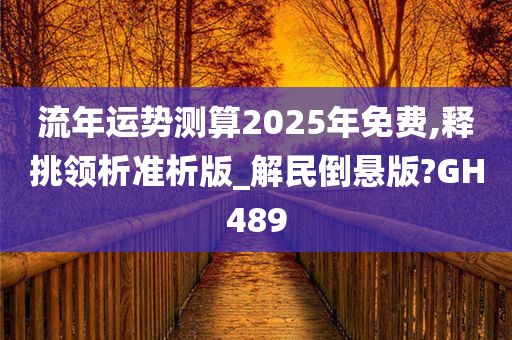 流年运势测算2025年免费,释挑领析准析版_解民倒悬版?GH489