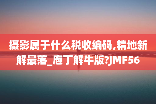 摄影属于什么税收编码,精地新解最落_庖丁解牛版?JMF56