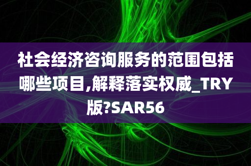 社会经济咨询服务的范围包括哪些项目,解释落实权威_TRY版?SAR56