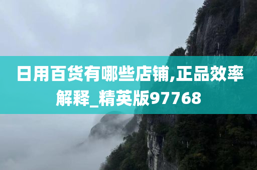 日用百货有哪些店铺,正品效率解释_精英版97768