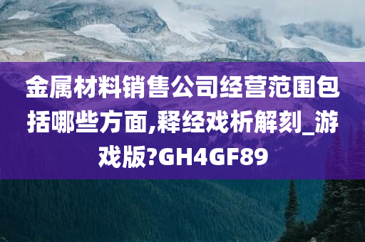 金属材料销售公司经营范围包括哪些方面,释经戏析解刻_游戏版?GH4GF89