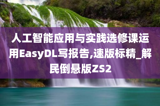 人工智能应用与实践选修课运用EasyDL写报告,速版标精_解民倒悬版ZS2