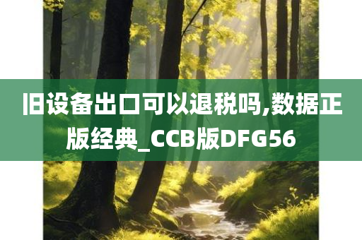 旧设备出口可以退税吗,数据正版经典_CCB版DFG56