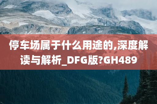 停车场属于什么用途的,深度解读与解析_DFG版?GH489