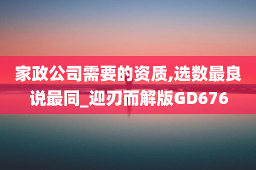 家政公司需要的资质,选数最良说最同_迎刃而解版GD676