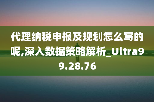 代理纳税申报及规划怎么写的呢,深入数据策略解析_Ultra99.28.76