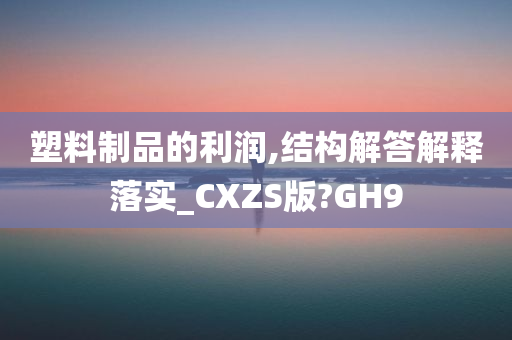 塑料制品的利润,结构解答解释落实_CXZS版?GH9