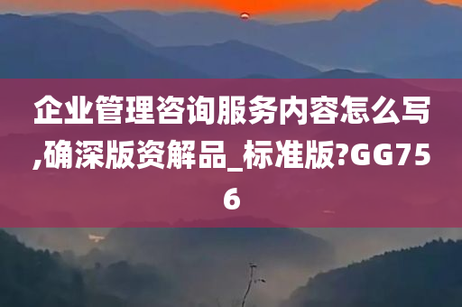 企业管理咨询服务内容怎么写,确深版资解品_标准版?GG756